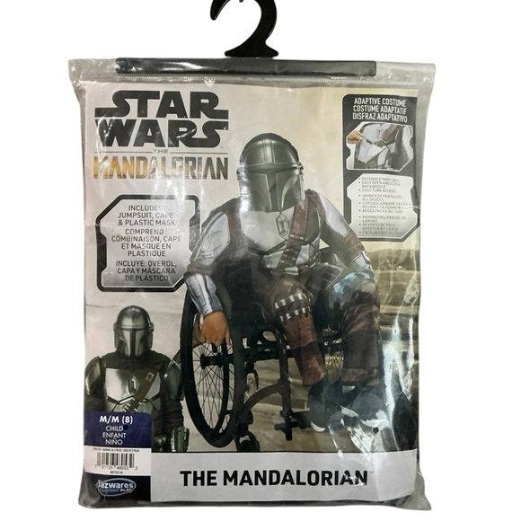 Star Wars Costume The Mandalorian Official Jumpsuit Cape Mask Set Youth 8-10 M - Picture 2 of 16